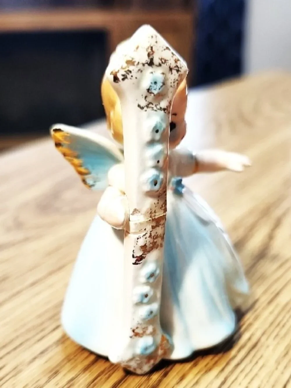 Josef Originals Japan 1st birthday girl ceramic doll blue gold angel wings 1